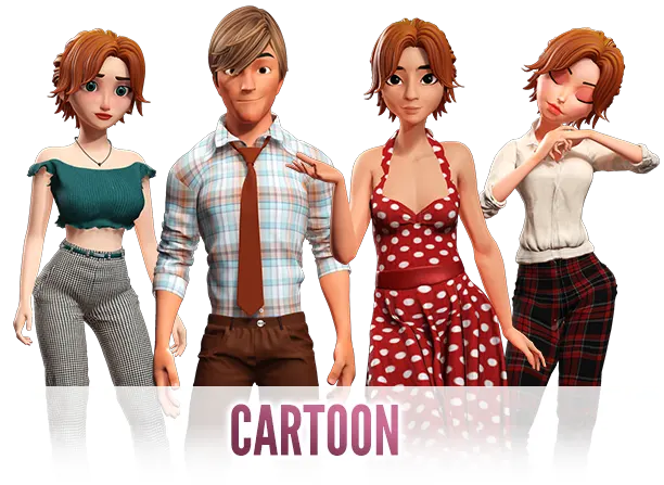 Cartoon-style 3D animated characters