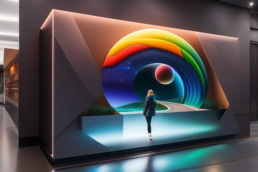 Display led pubblicitario con Video 3D immersivo con illusione ottica